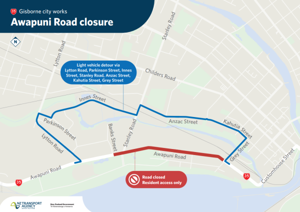 Awapuni Road closure detour map